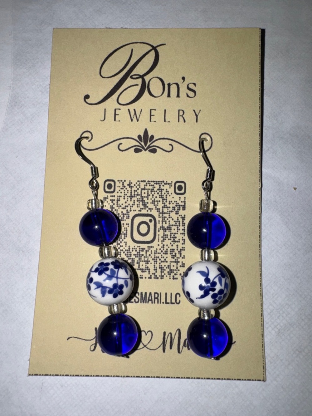 Blue and White Porcelain Drop Earrings